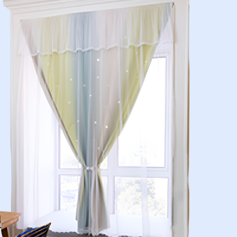 雙層漸變鏤空星星窗簾