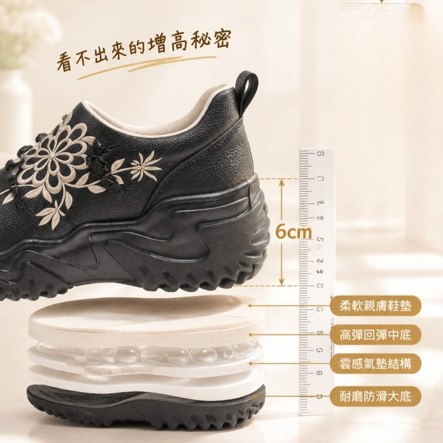 云端悬浮厚底刺绣鞋
