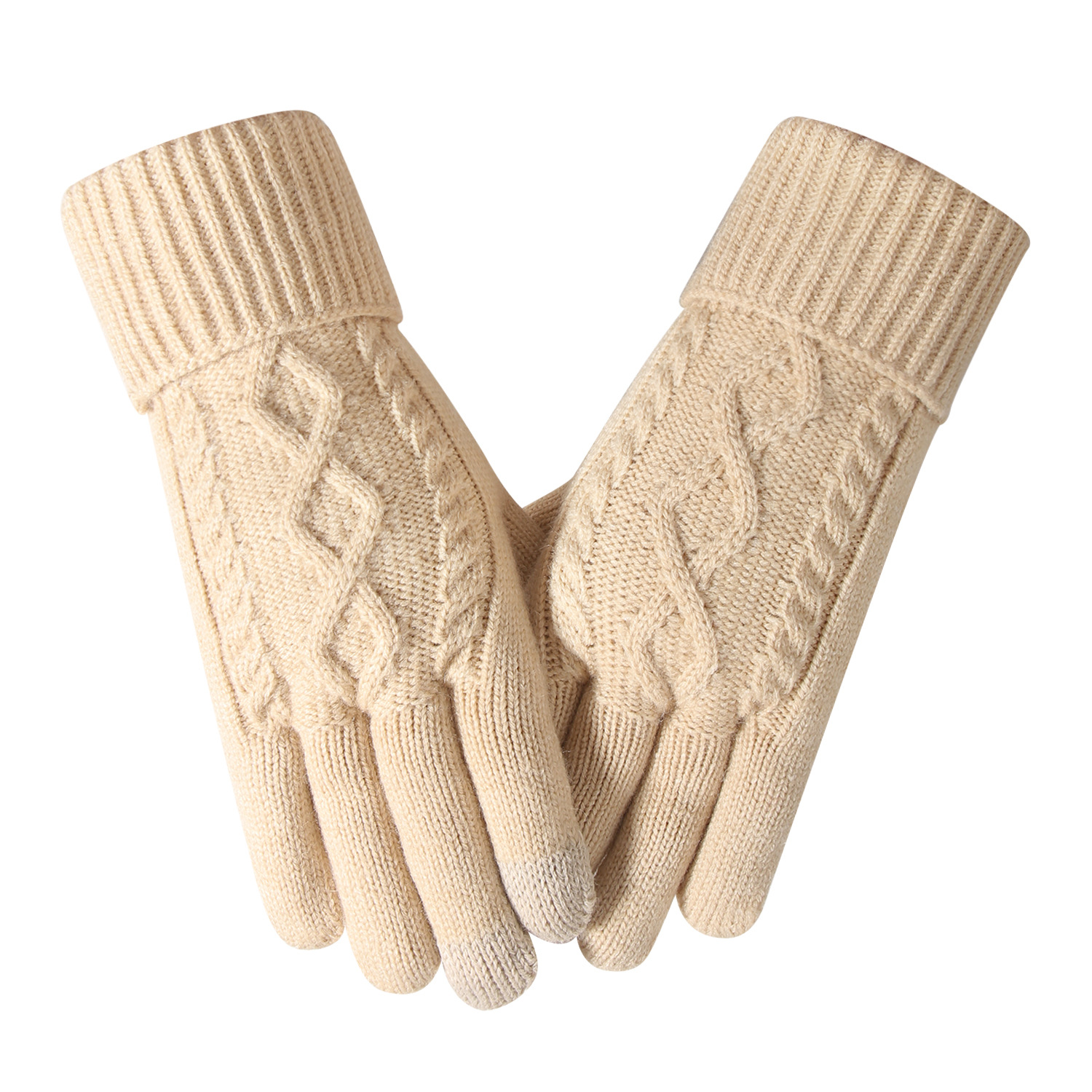 ถุงมือสัมผัสจอที่ถัก  ถุงมือแยกนิ้วอบอุ่นฤดูใบไม้ผลิและหนาว  ถุงมือป้องกันหนาวที่ทันสมัยหลายสี