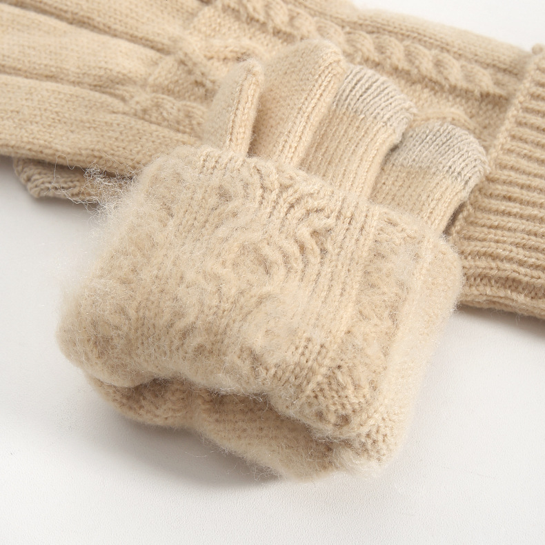 ถุงมือสัมผัสจอที่ถัก  ถุงมือแยกนิ้วอบอุ่นฤดูใบไม้ผลิและหนาว  ถุงมือป้องกันหนาวที่ทันสมัยหลายสี