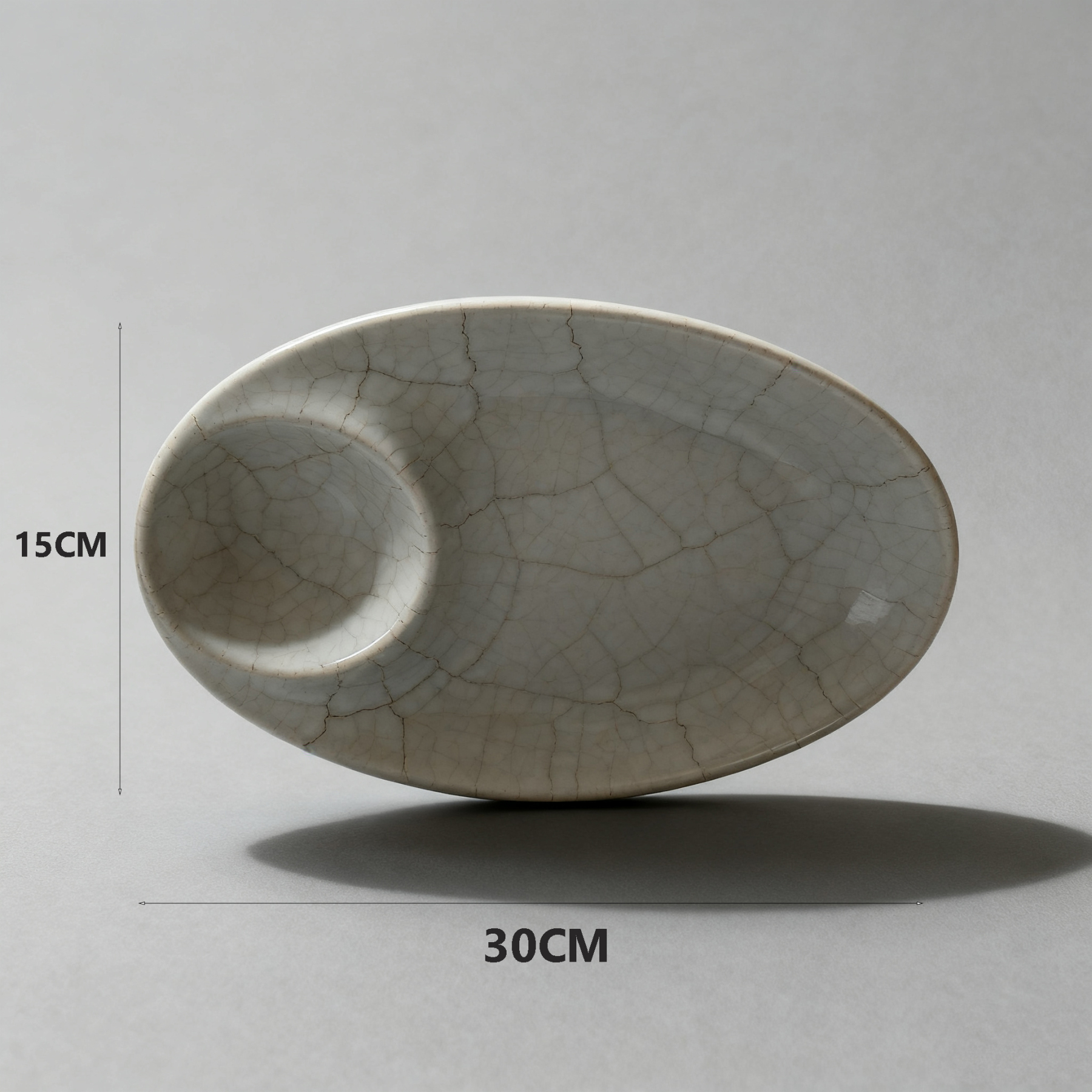 จานเซรามิกรูปวงรีสำหรับรับประทานอาหาร（บรรจุ 2 ชิ้น）