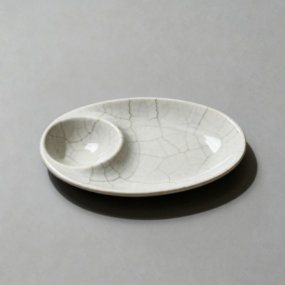 จานเซรามิกรูปวงรีสำหรับรับประทานอาหาร（บรรจุ 2 ชิ้น）