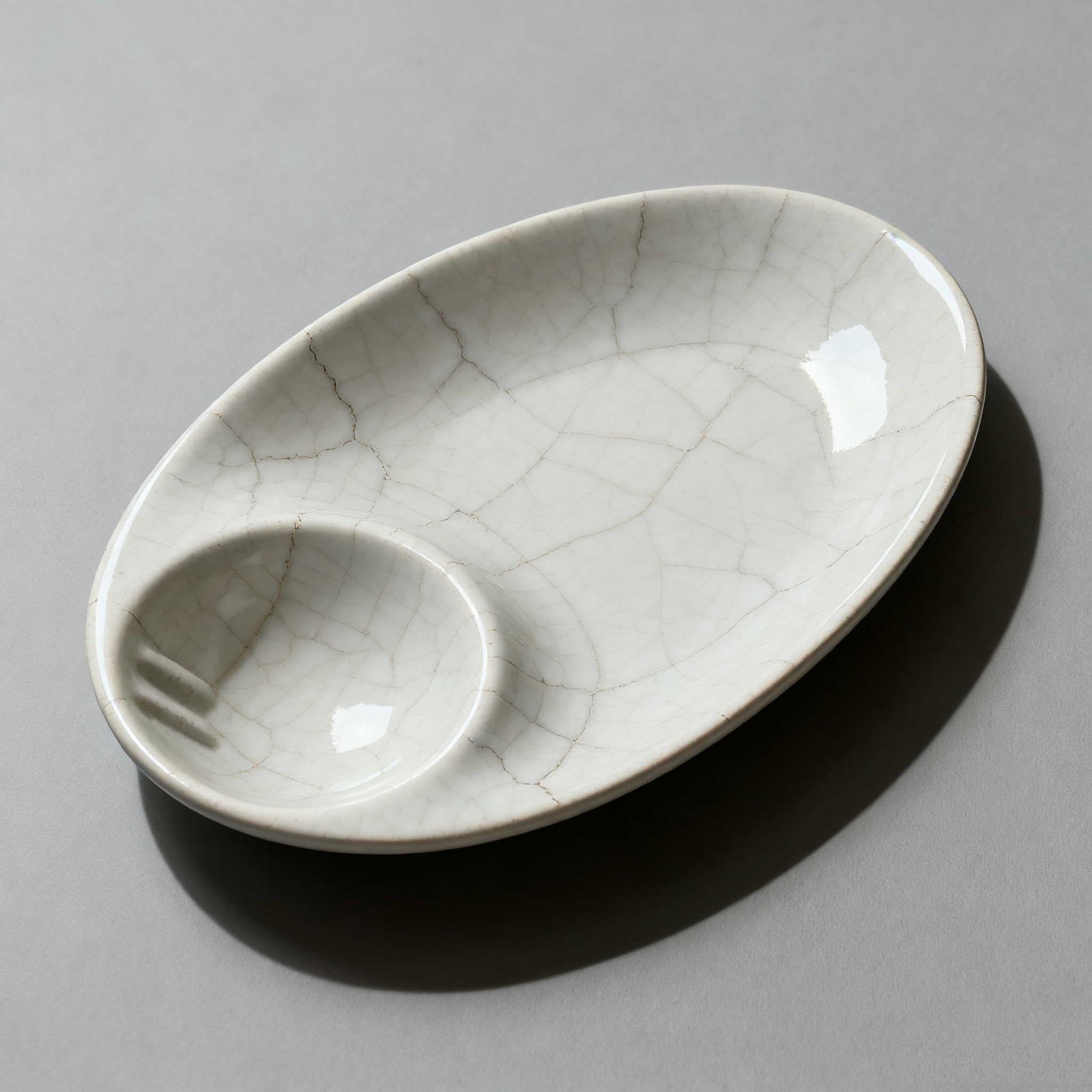 จานเซรามิกรูปวงรีสำหรับรับประทานอาหาร（บรรจุ 2 ชิ้น）