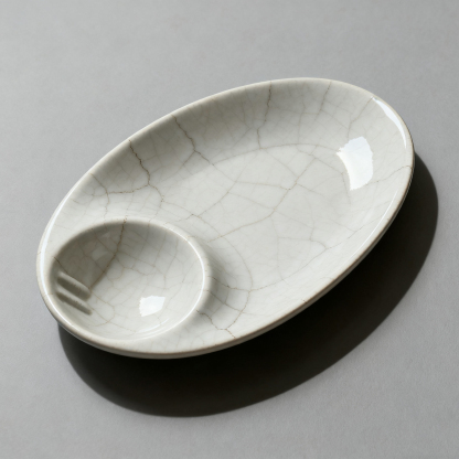 จานเซรามิกรูปวงรีสำหรับรับประทานอาหาร（บรรจุ 2 ชิ้น）