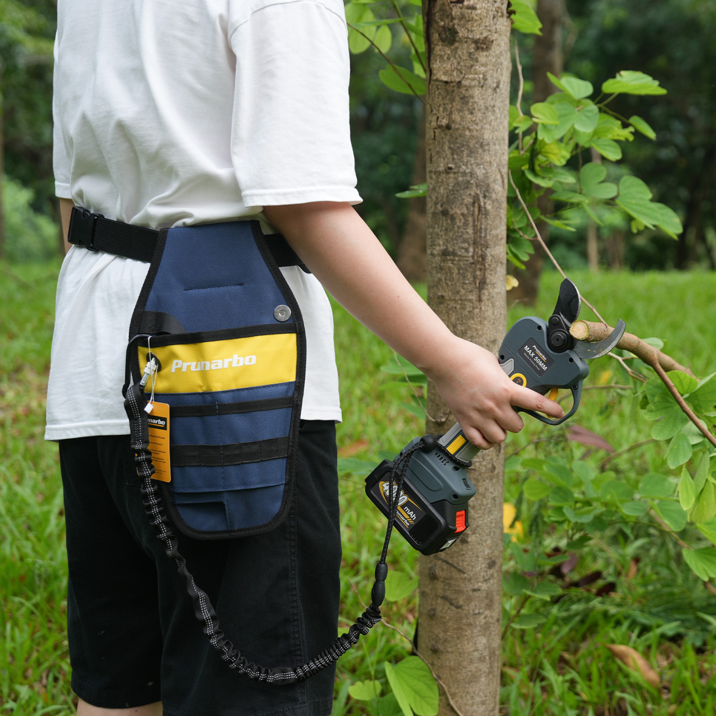 電動剪定バサミ用 ウェストバッグ マグネットボタン式 50mm鋏対応 腰道具
