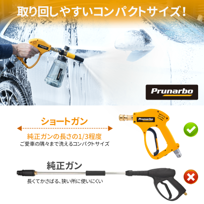 【プロ仕様】ショートガン ケルヒャー対応 スイベル付き フォームガン 真鍮製 洗車 洗床 掃除用 