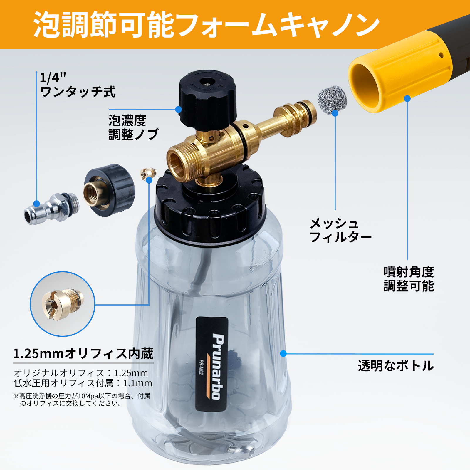 【ダブルコネクター付き】 ショートガン ケルヒャー対応 レバー固定機能 スイベル付き 真鍮製 洗車 洗床 掃除用