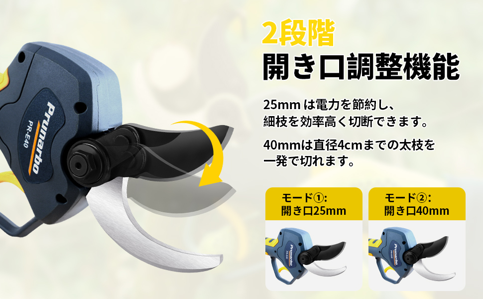 2段階開き口調整機能