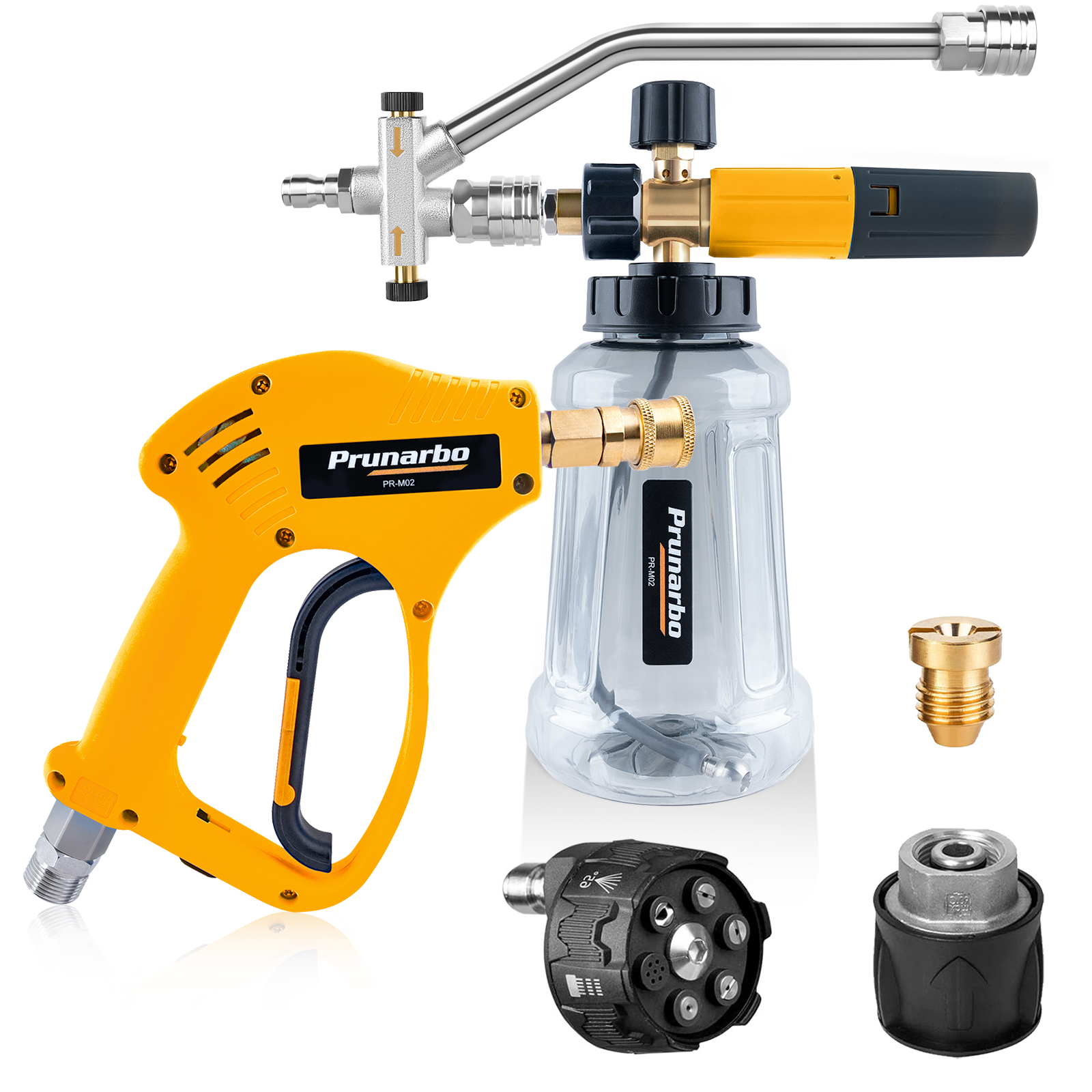 【ダブルコネクター付き】 ショートガン ケルヒャー対応 レバー固定機能 スイベル付き 真鍮製 洗車 洗床 掃除用