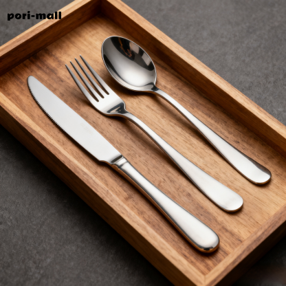 Stainless steel dessert fork and spoon high-end western-style set three-piece set (3 sets)