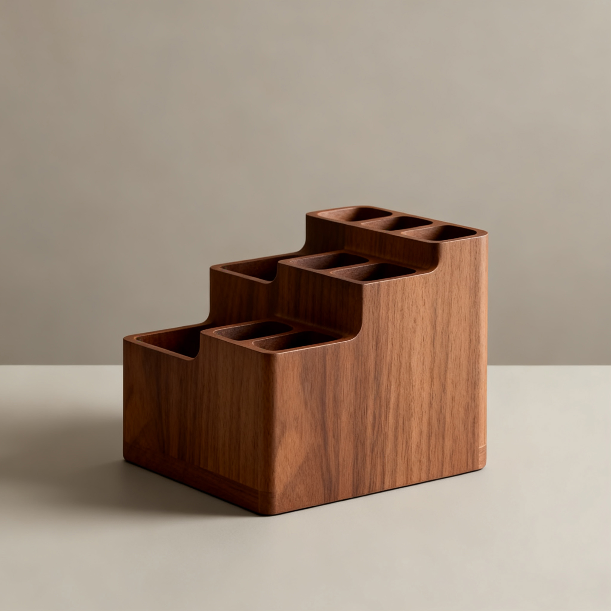 ที่เก็บเครื่องครัวไม้วอลนัทดีไซน์โมเดิร์น