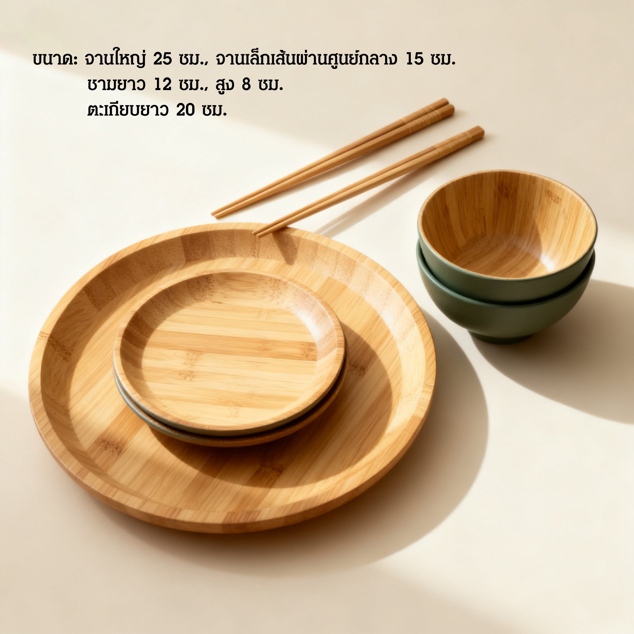 ชุดอาหารไม้ไผ่สำหรับเด็ก