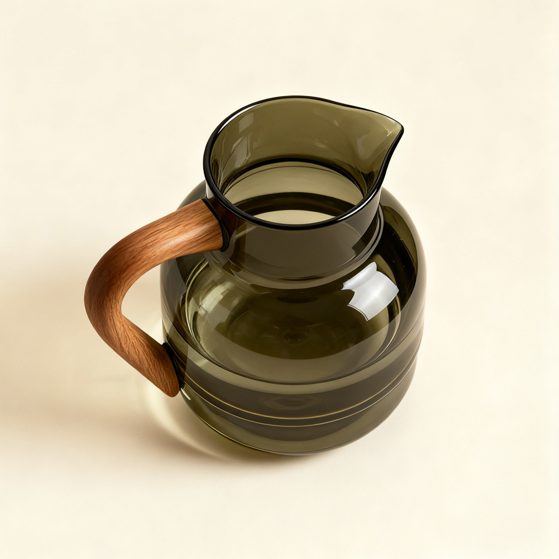 กาน้ำแก้วใสด้ามไม้สไตล์โมเดิร์น