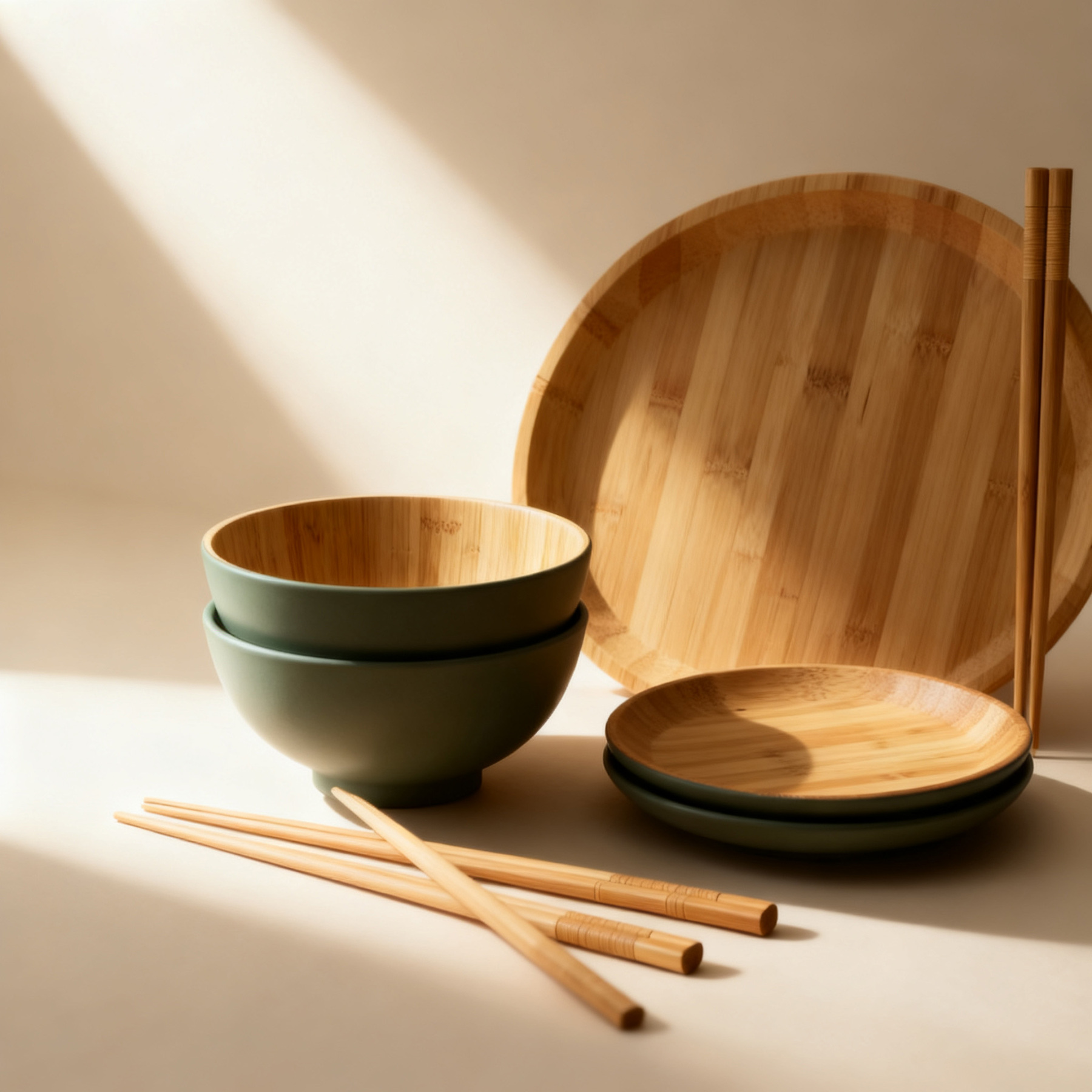 ชุดอุปกรณ์รับประทานอาหารไม้ไผ่ธรรมชาติ