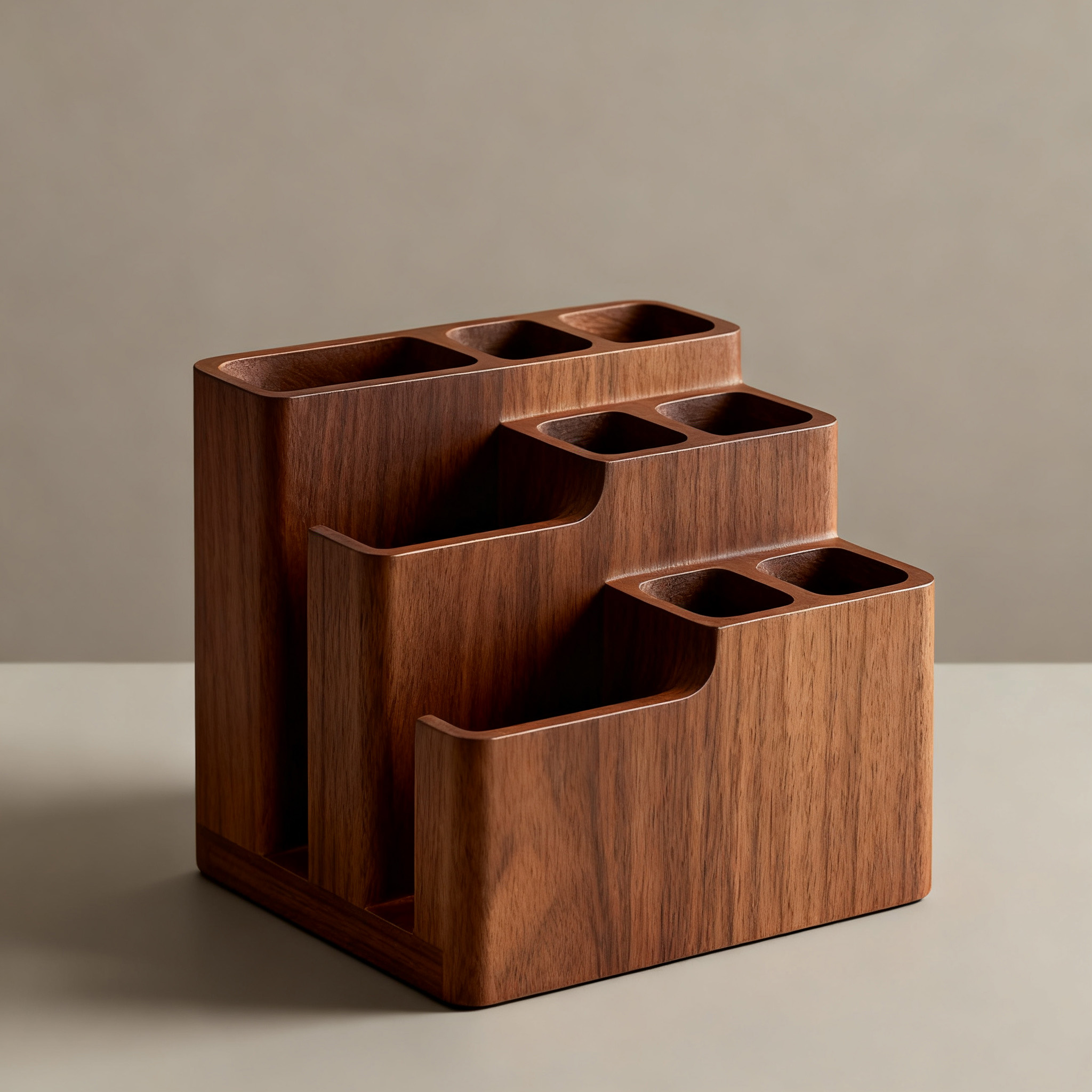 ที่เก็บเครื่องครัวไม้วอลนัทดีไซน์โมเดิร์น