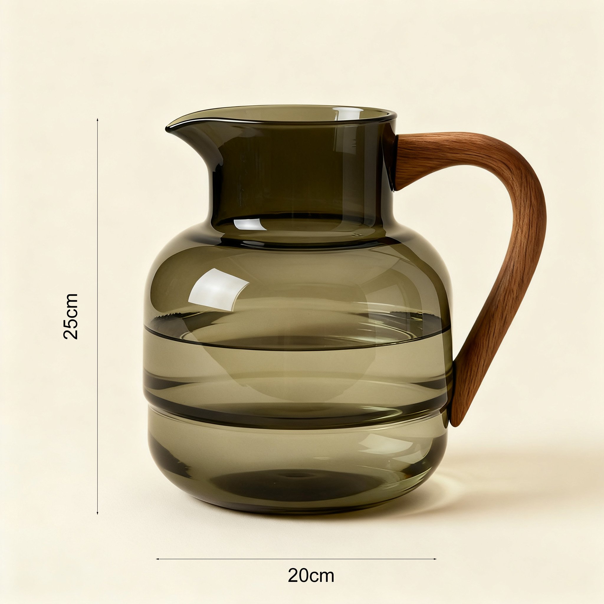 กาน้ำแก้วใสด้ามไม้สไตล์โมเดิร์นบนโต๊ะกาแฟ