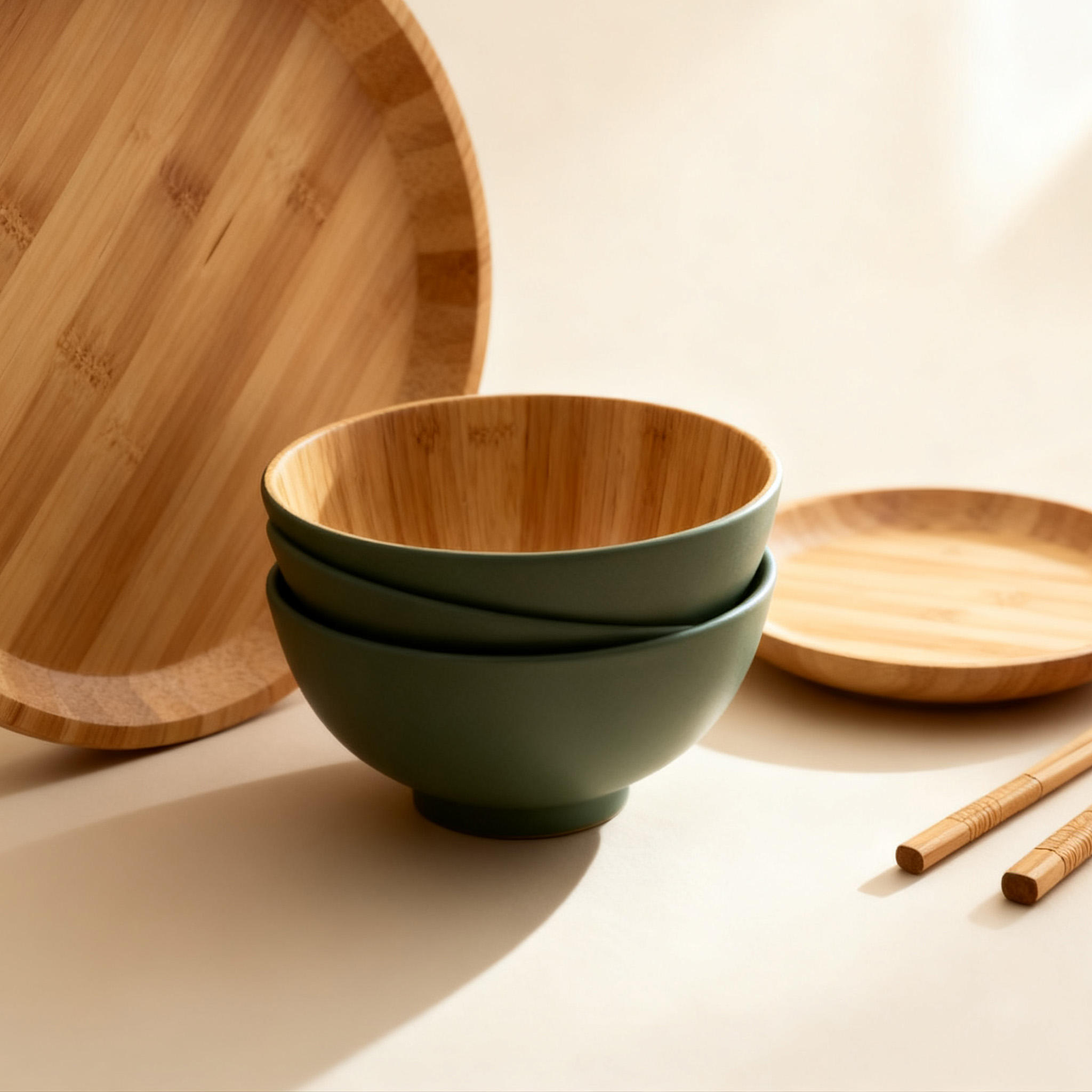 ชุดอุปกรณ์รับประทานอาหารไม้ไผ่ธรรมชาติ