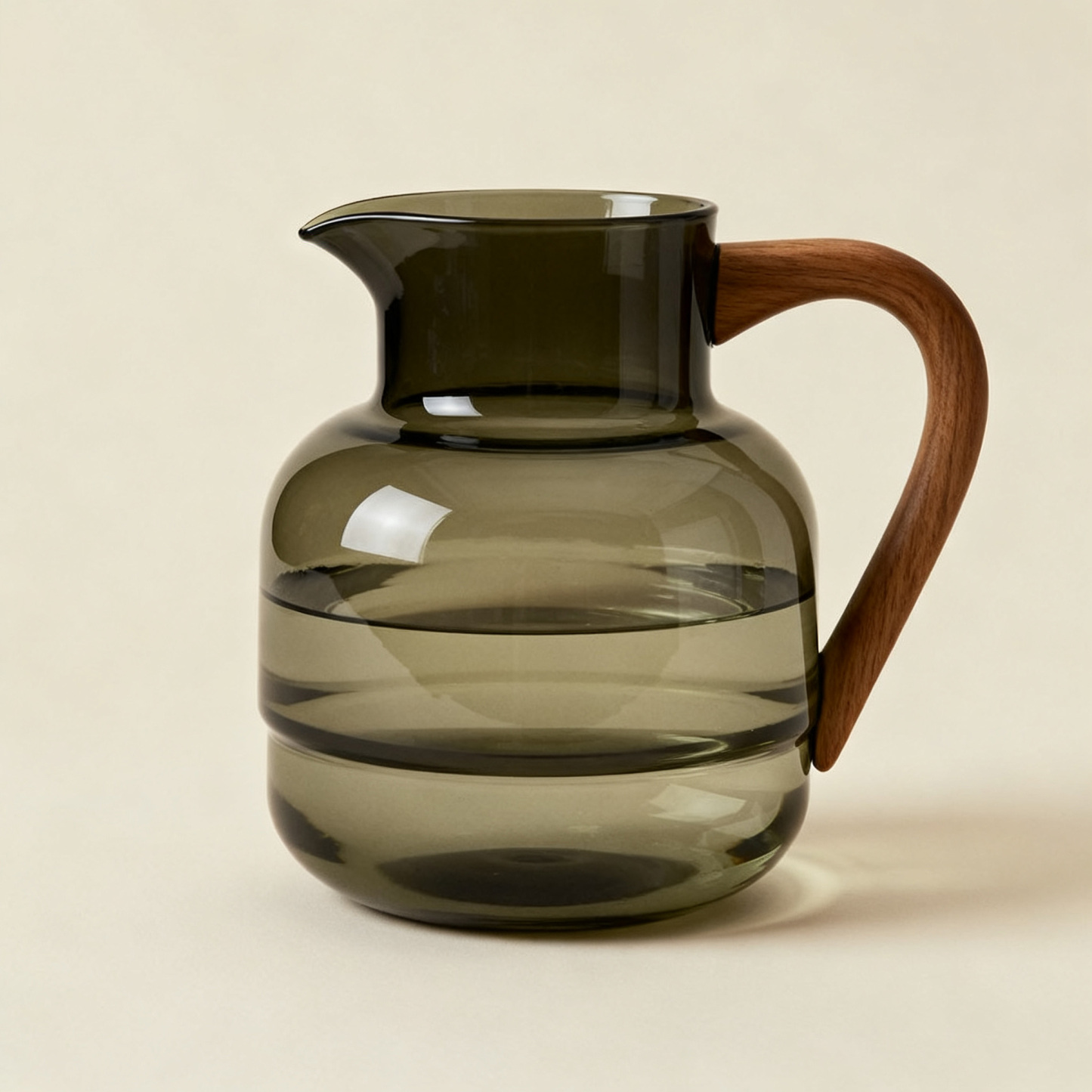 กาน้ำแก้วใสด้ามไม้สไตล์โมเดิร์น