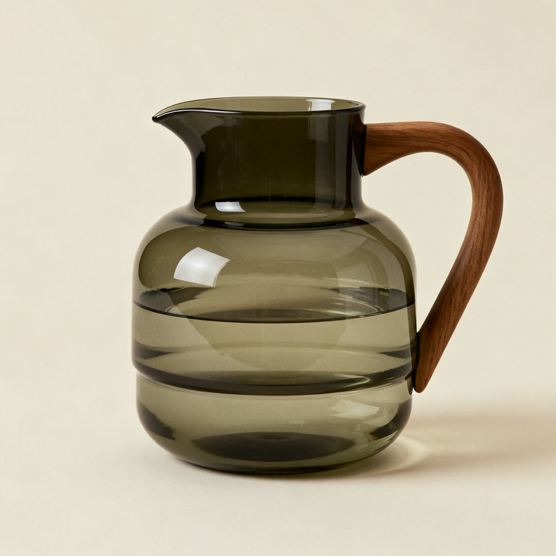 กาน้ำแก้วใสด้ามไม้สไตล์โมเดิร์น