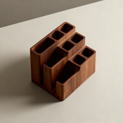 ที่เก็บเครื่องครัวไม้วอลนัทดีไซน์โมเดิร์น