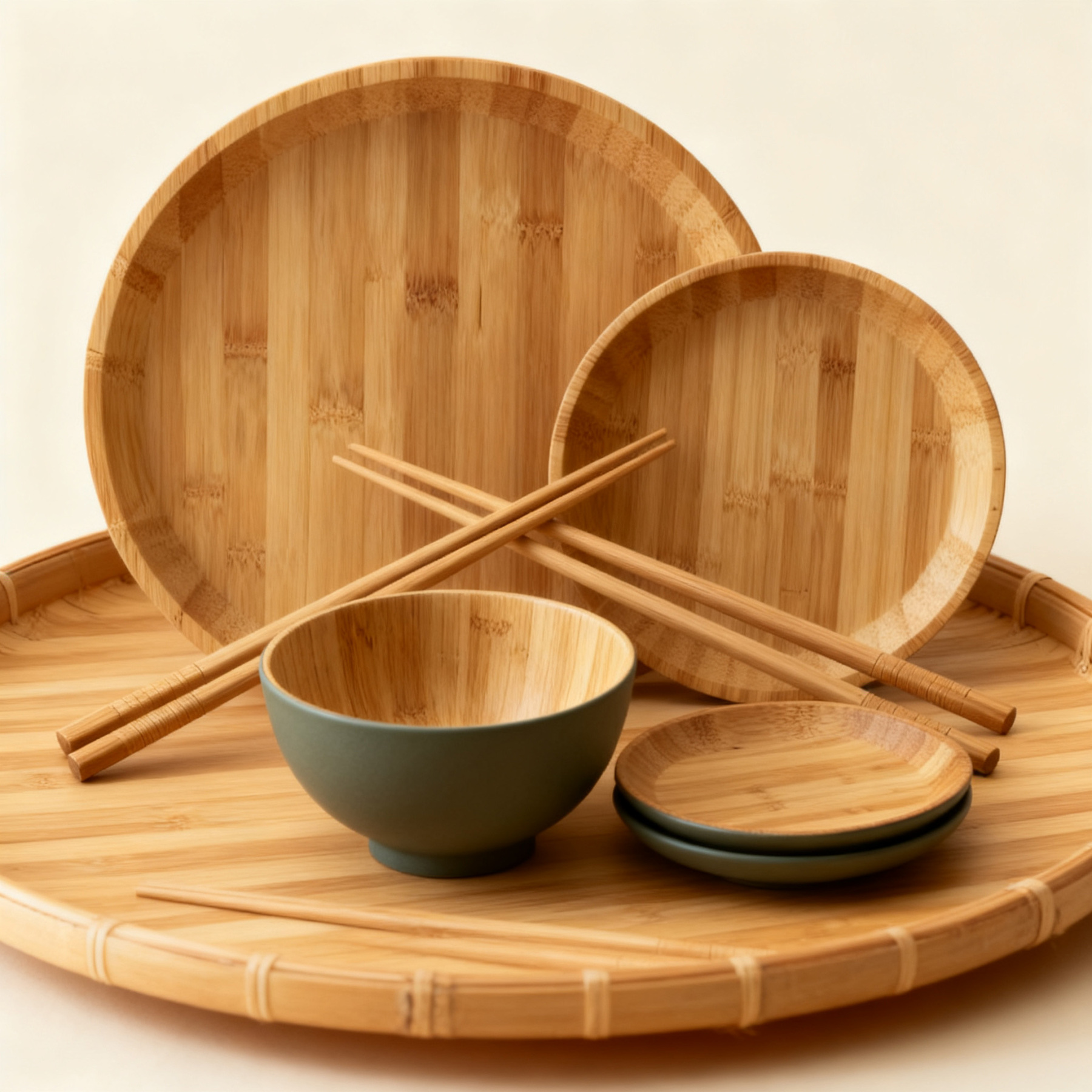 ชุดอุปกรณ์รับประทานอาหารไม้ไผ่ธรรมชาติ