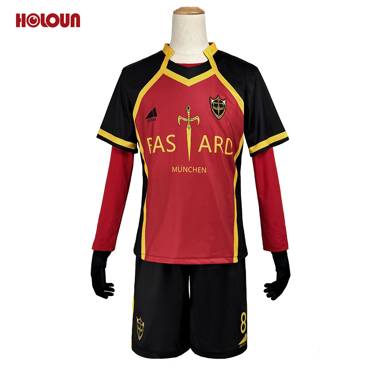 【在庫品】HOLOUN ブルLock コスチューム バスタード・ミュンヘン 内斯  8番 NESS 赤い コスプレ衣装 運動服 ユニフォーム