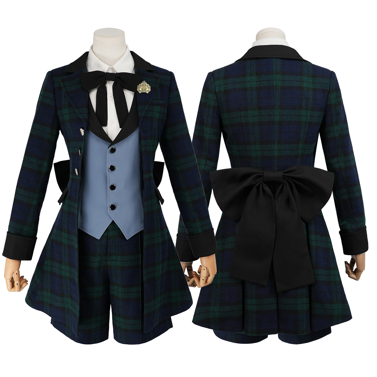 【新着商品】HOLOUN 黒の執事 35巻アニメイト特典衣装 緑のチェック シエル・ファントムハイヴのコスプレ服 ハロウィン仮装 ゲームコスプレ衣装 セット クリスマス イベント  ゲーム仮装 アニメ 演出服