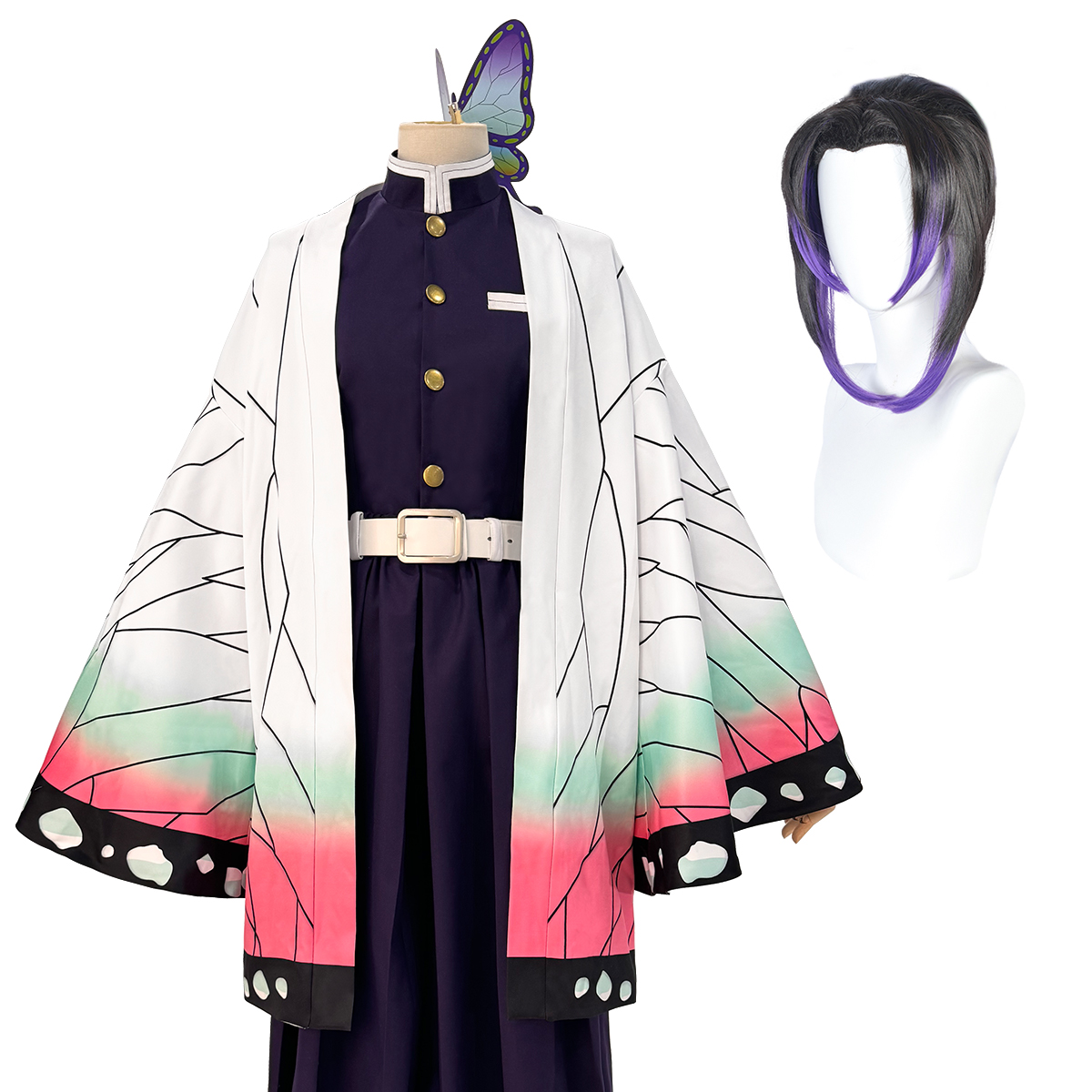 【在庫品】HOLOUN 鬼殺シリーズ KimetsU 鬼殺隊 虫柱 胡蝶しのぶ 羽織 紫の隊服 コスプレ衣装 ハロウィン適用 