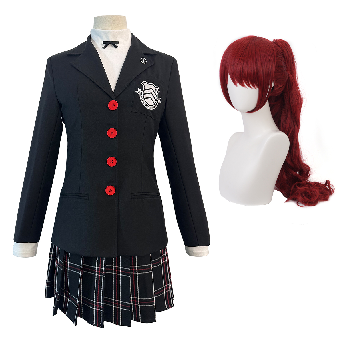 【在庫品】HOLOUN ペルソナ5 P5 秀尽学園高校 芳澤かすみ 学生制服 刺繡スタイル コスプレ衣装 コスチューム 変身 仮装 クリスマス 祝日贈り物 ハロウィン適用 