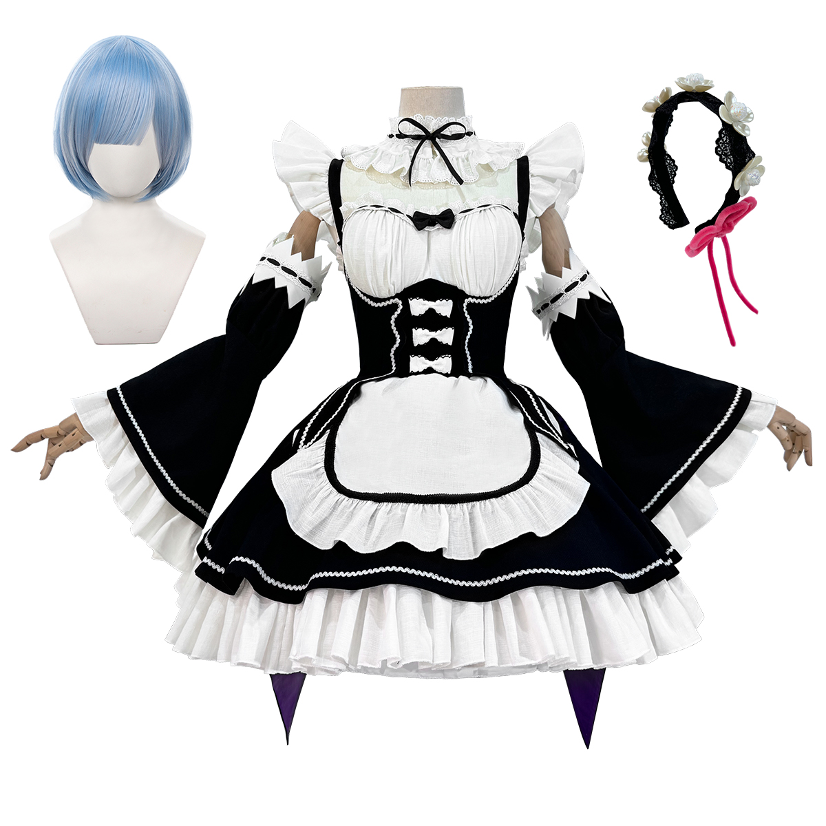 【在庫品】HOLOUN 異世界の生活 レム メイド服 コスプレ衣装 コスチューム 変身 仮装 クリスマス 祝日贈り物 ハロウィン適用 