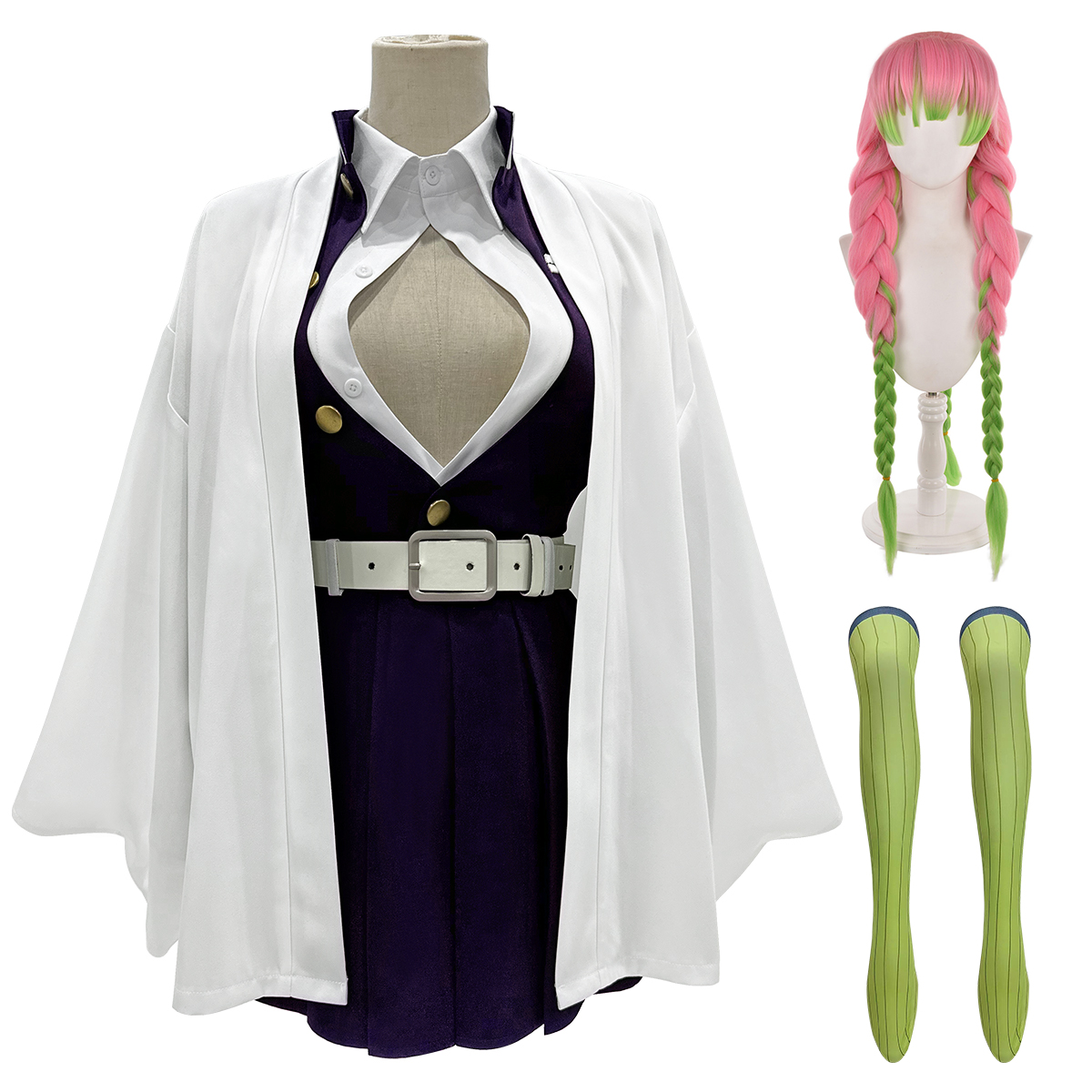 【在庫品】HOLOUN 鬼殺シリーズ KimetsU 鬼殺隊 恋柱 甘露寺蜜璃 羽織 紫の隊服 コスプレ衣装 ハロウィン適用 