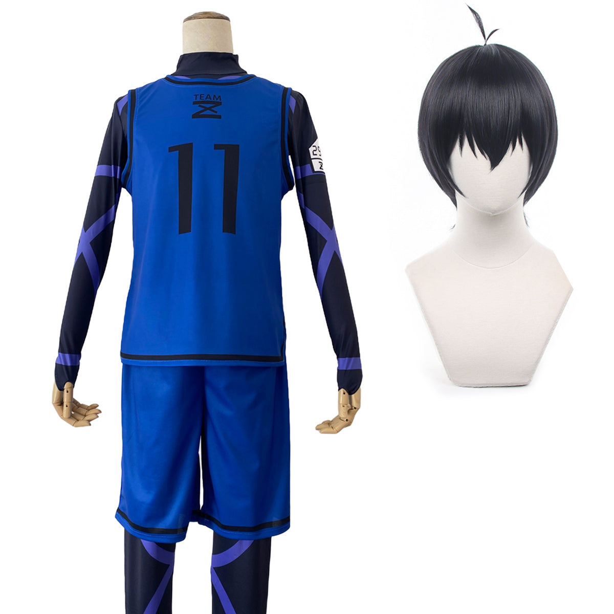 【在庫品】【一部再入荷中】HOLOUN ブルLock チームZ練習服 11番潔世一 上下4点セット クリスマス コスプレ衣装 ハロウィン適用