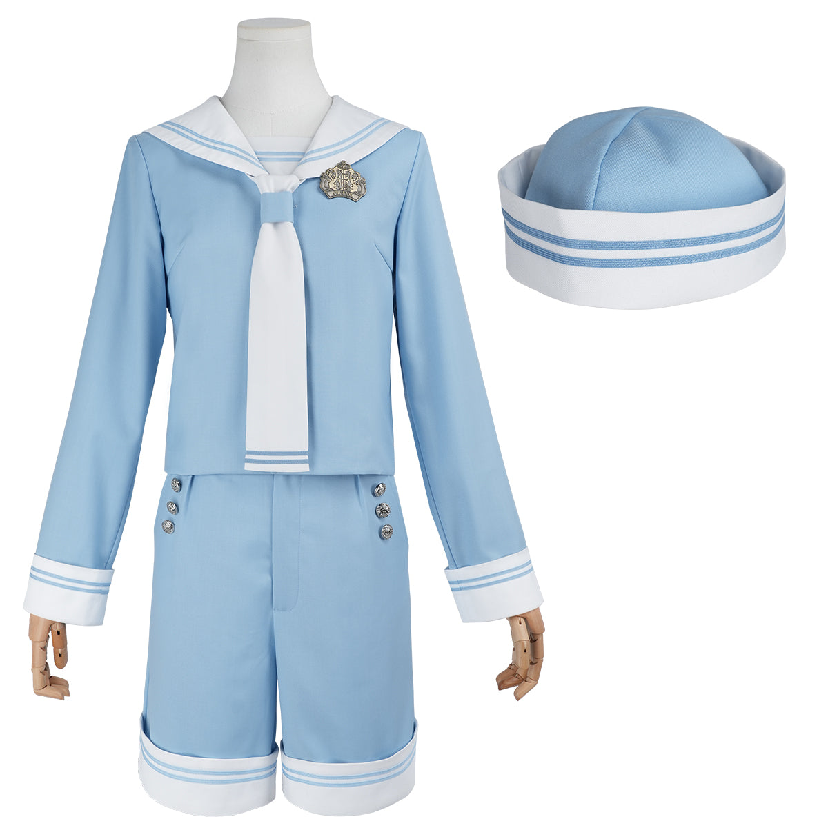 【新着商品】HOLOUN 黒の執事 シエル 幼少期 水色セーラースーツ 帽子付き ハロウィン仮装 ゲームコスプレ衣装 セット クリスマス イベント アニメ 演出服