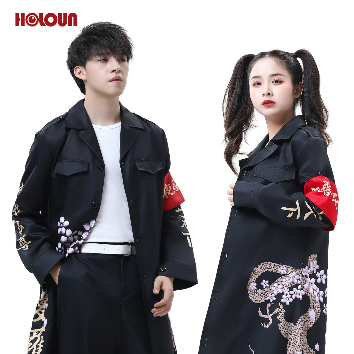 【在庫品】HOLOUN 特攻服 天下無敵 暴走族特攻服 黒色 ブラック コスプレ衣装 コスチューム ハロウィン適用 
