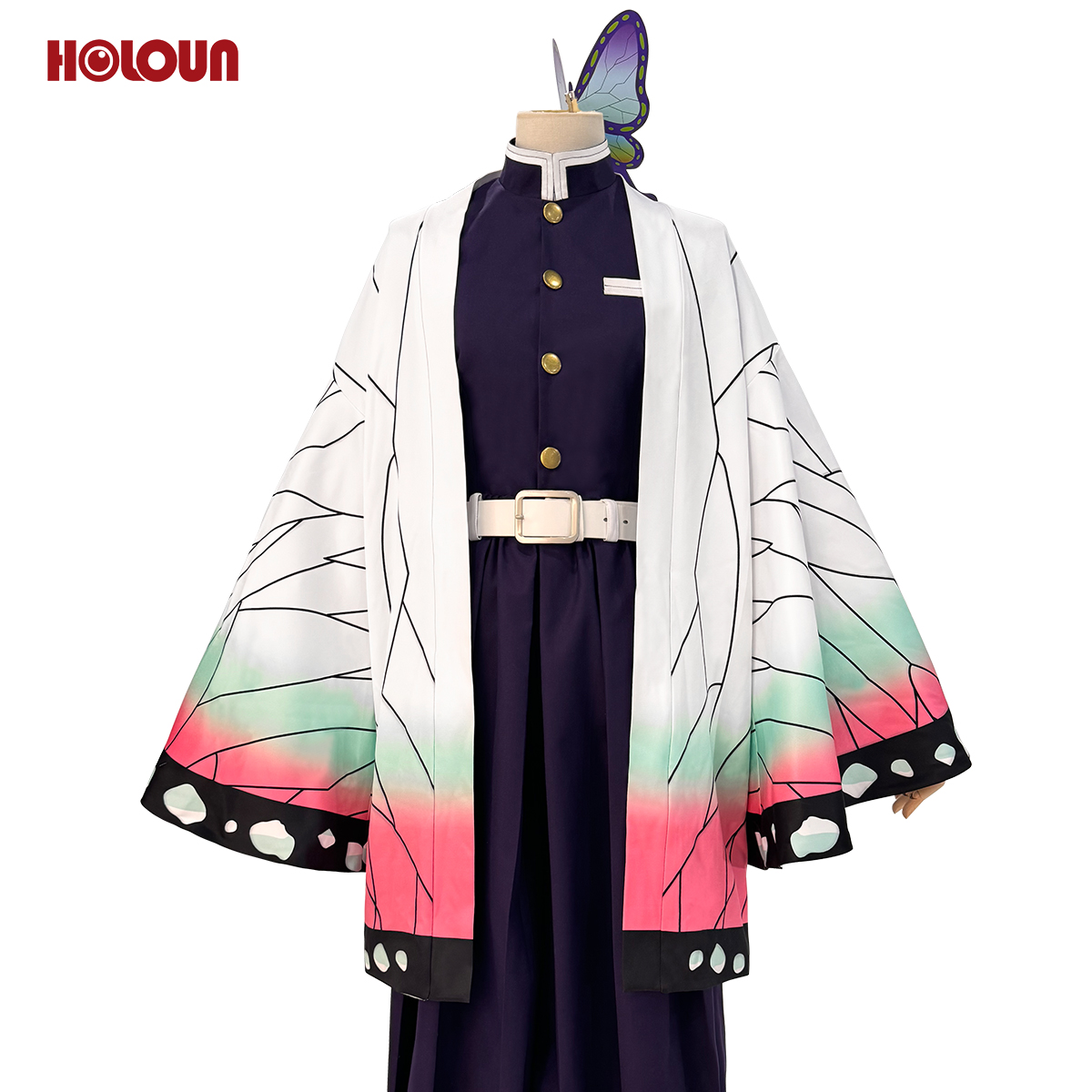 【在庫品】HOLOUN 鬼殺シリーズ KimetsU 鬼殺隊 虫柱 胡蝶しのぶ 羽織 紫の隊服 コスプレ衣装 ハロウィン適用 