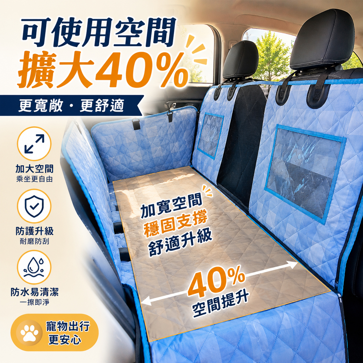 出門走走®車載寵物墊 汽車後排保護套