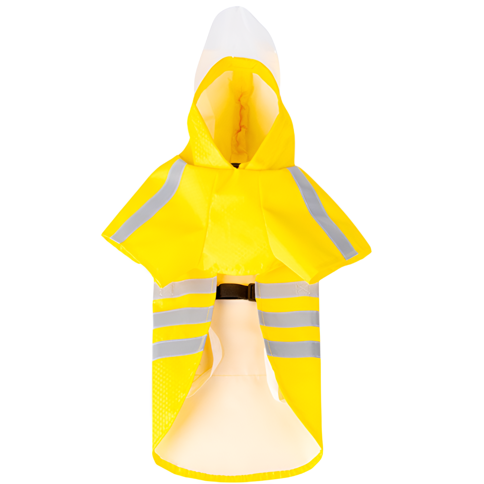 可拖曳式狗狗雨衣，3種顏色可選，適合所有犬種，防水反光條紋，足球圖案面料，透明PVC帽簷，彈性腰帶和可調節頸帶，適合小型至大型犬，30秒內即可輕鬆穿脫，TPU防水內襯，耐磨抗皺，雨天遛狗安全裝備。-萌爪爪