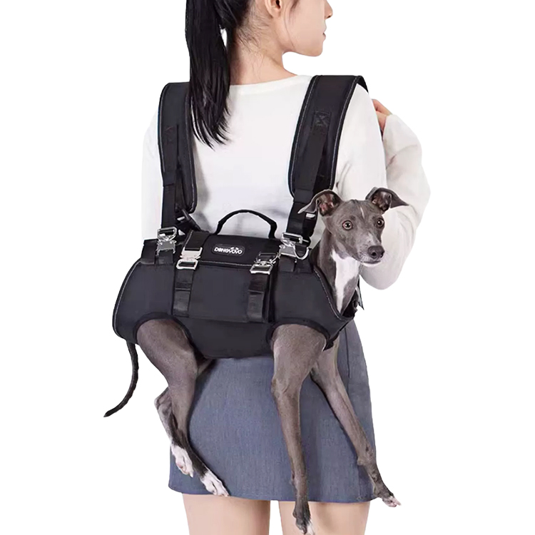 多功能狗狗提拉式背帶，適用於小型、中型和大型犬，背包式設計，帶提手，承重支撐，減震，防滑，高密度尼龍織帶，透氣網布，可調節，易於穿脫，脊椎保護，四季皆宜，適合旅行、照護、外出、騎行和散步等各種場合。-萌爪爪