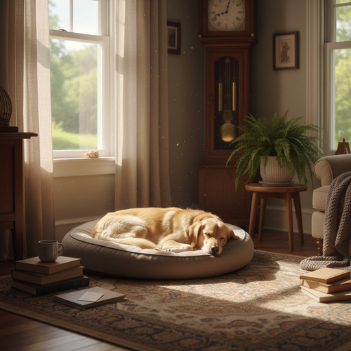 狗狗在家中長時間躺在穩定支撐的睡墊上休息