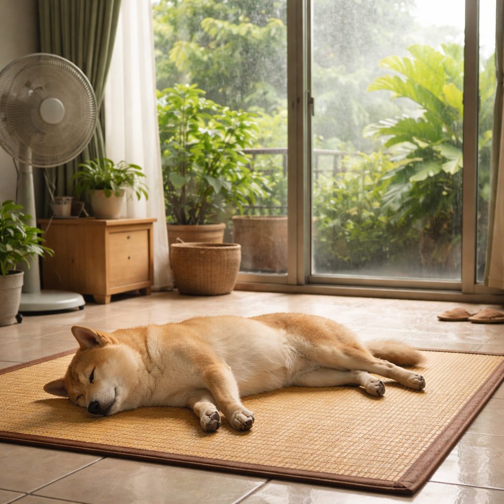 狗狗在家中長時間躺在穩定支撐的睡墊上休息