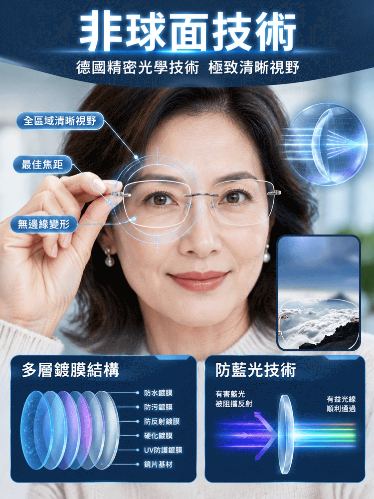 滿天星智慧變焦變色老花眼鏡