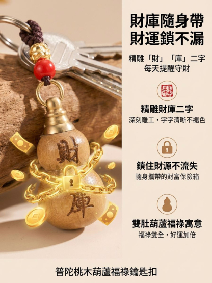 普陀桃木葫蘆福祿鑰匙扣