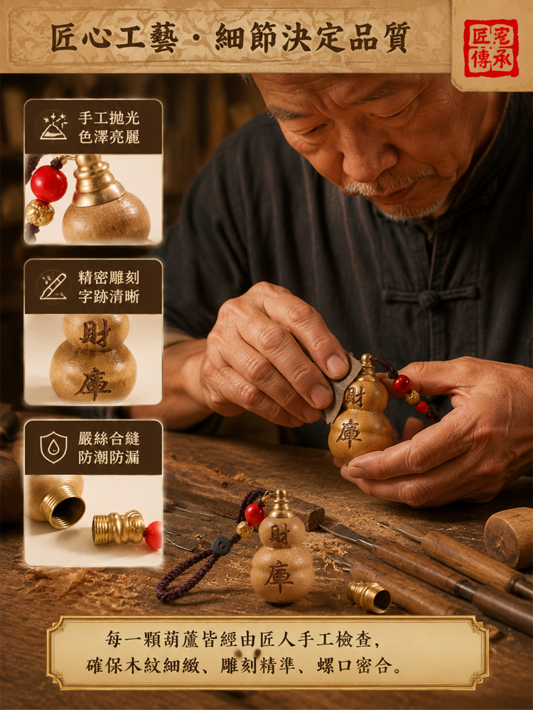 普陀桃木葫蘆福祿鑰匙扣
