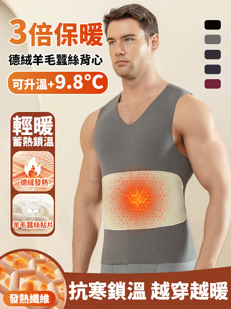 【3倍保暖】德絨蠶絲背心男，年紀大了，弱不禁風，一定要把它穿在裡面
