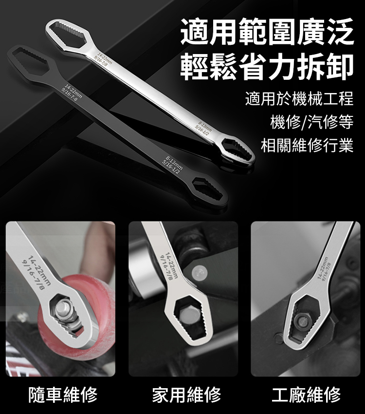 【一把頂多把】多功能梅花扳手，能卡住大小/形狀不同的螺母，平穩不打滑
