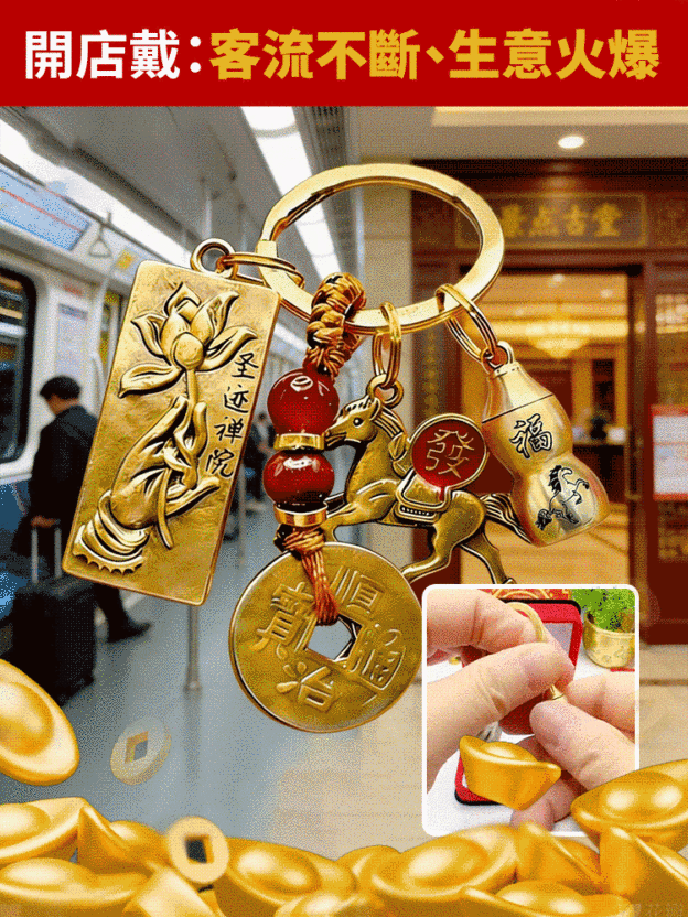 蓮花佛手馬上發財鑰匙扣