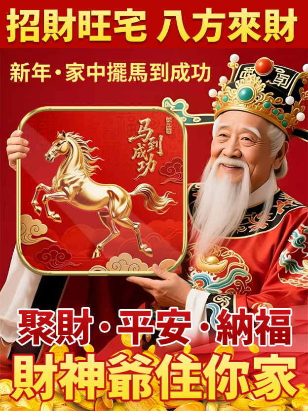 【開光加持】招財旺宅馬到成功擺件