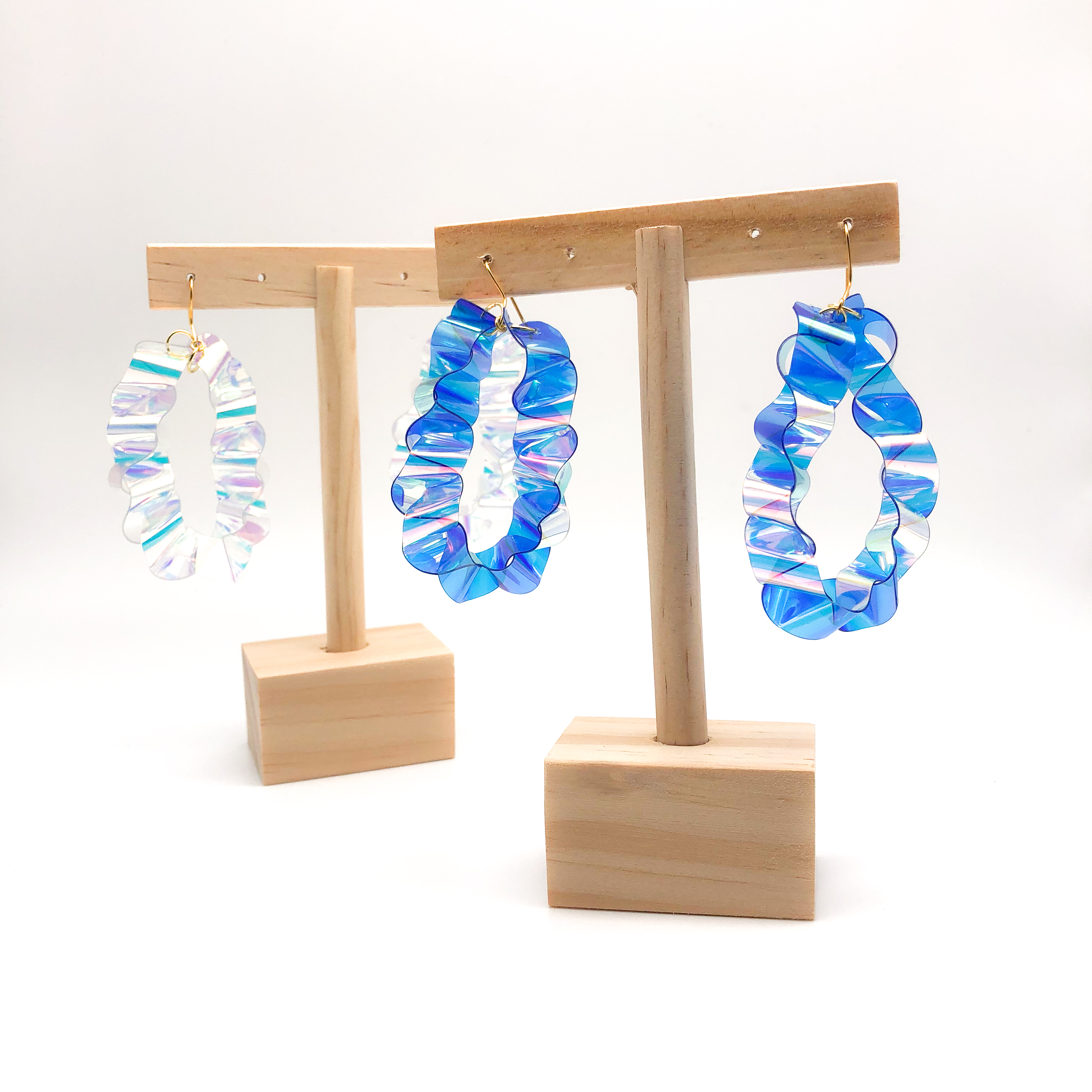 Iridescent Pleated Hoops