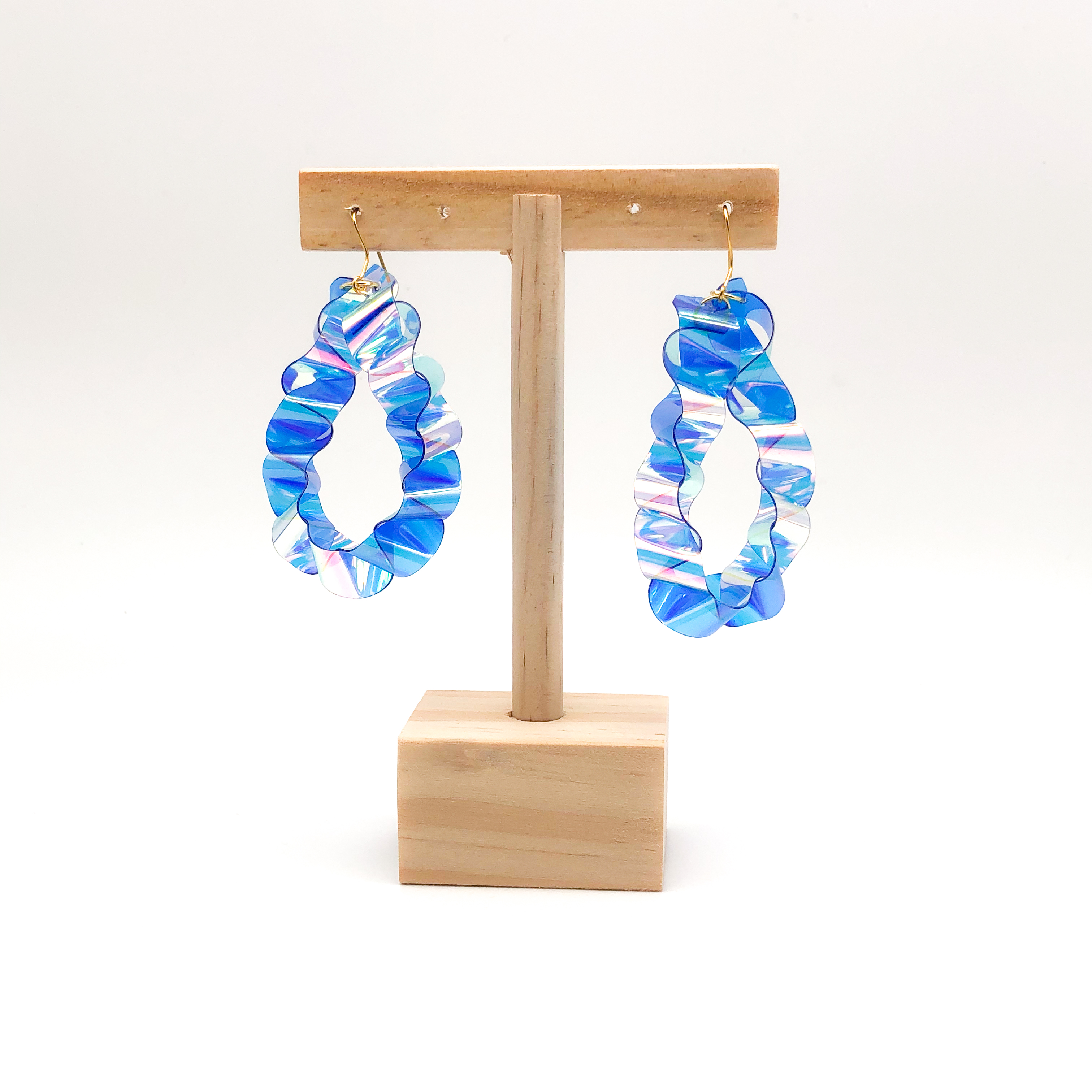 Iridescent Pleated Hoops