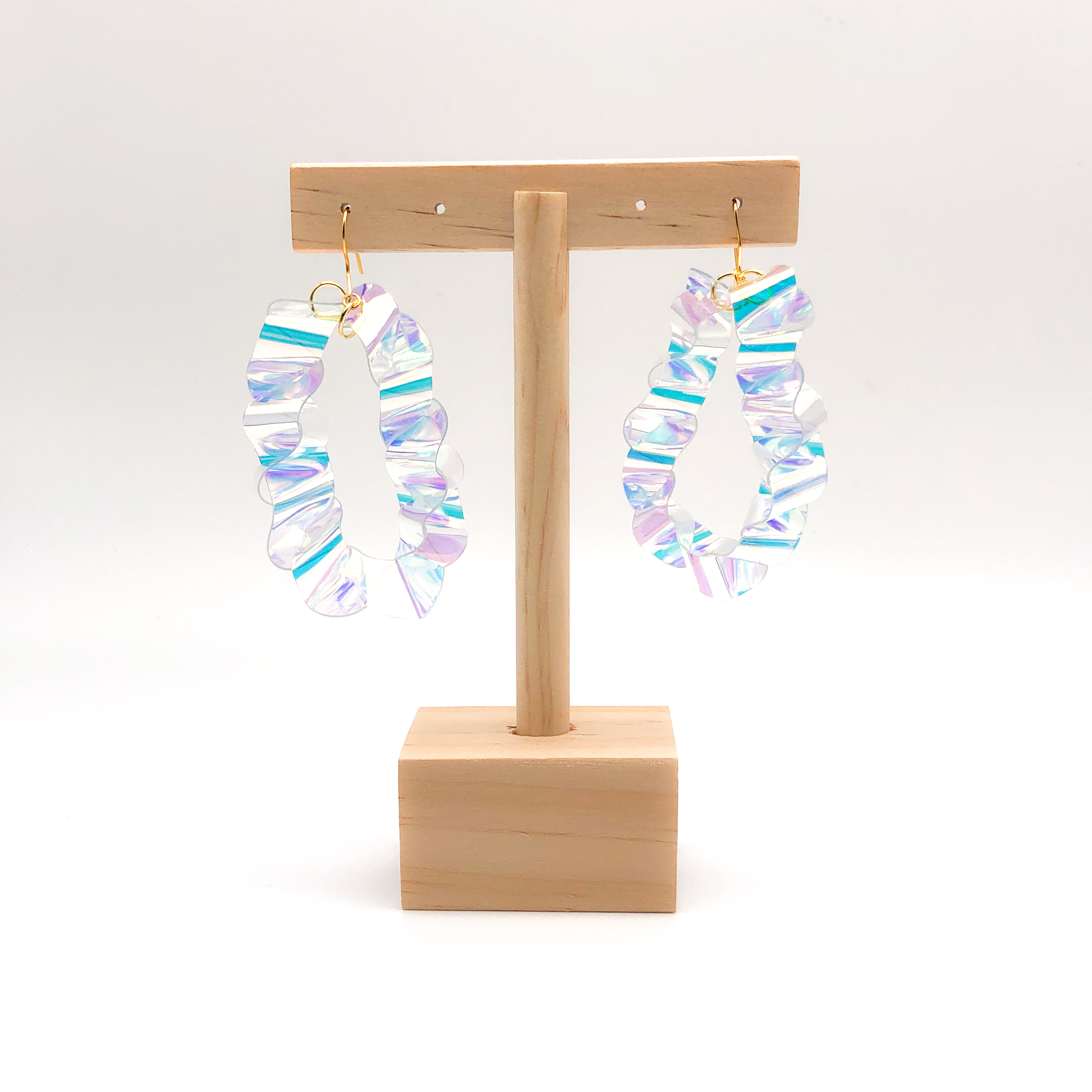 Iridescent Pleated Hoops